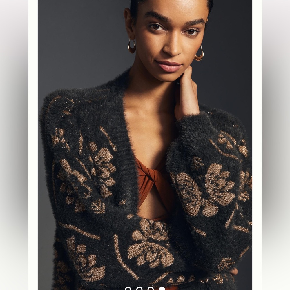 Anthropologie Maeve metallic cardigan sweater - Picture 4 of 10